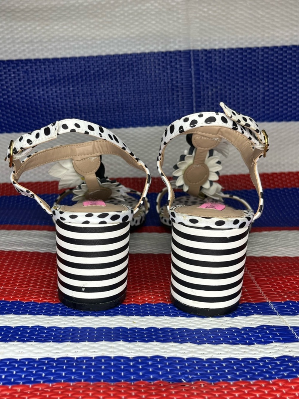 BETSEY JOHNSON Adde Polka Dot  Floral Dress Sandal Women size 7.5 Shoes Casual - Picture 7 of 11